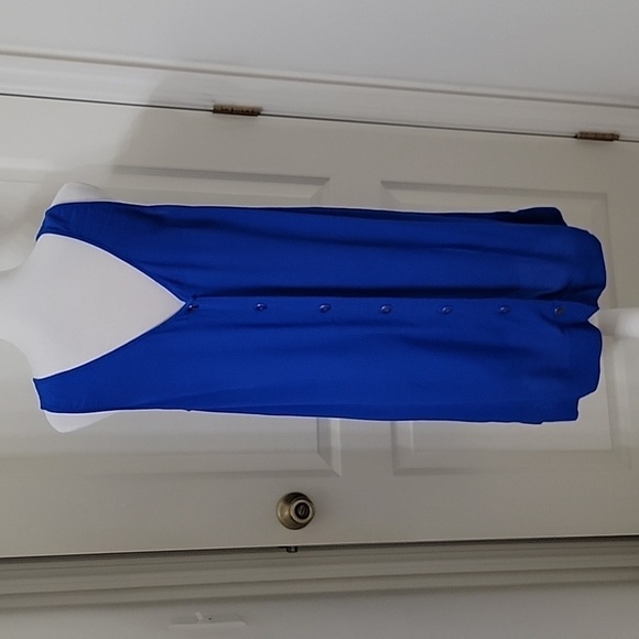 Madewell Size L Royal Blue Lakeshore Button-Back Shift Dress, Sleeveless, GUC - Picture 4 of 13